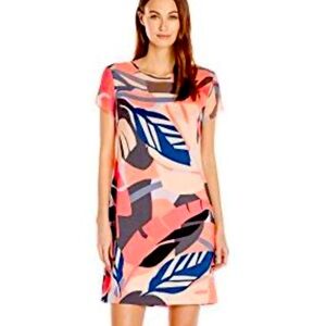 Vince Camuto Women's Cap Sleeve Modern Tropics Sheer Yoke Dress-Size 2